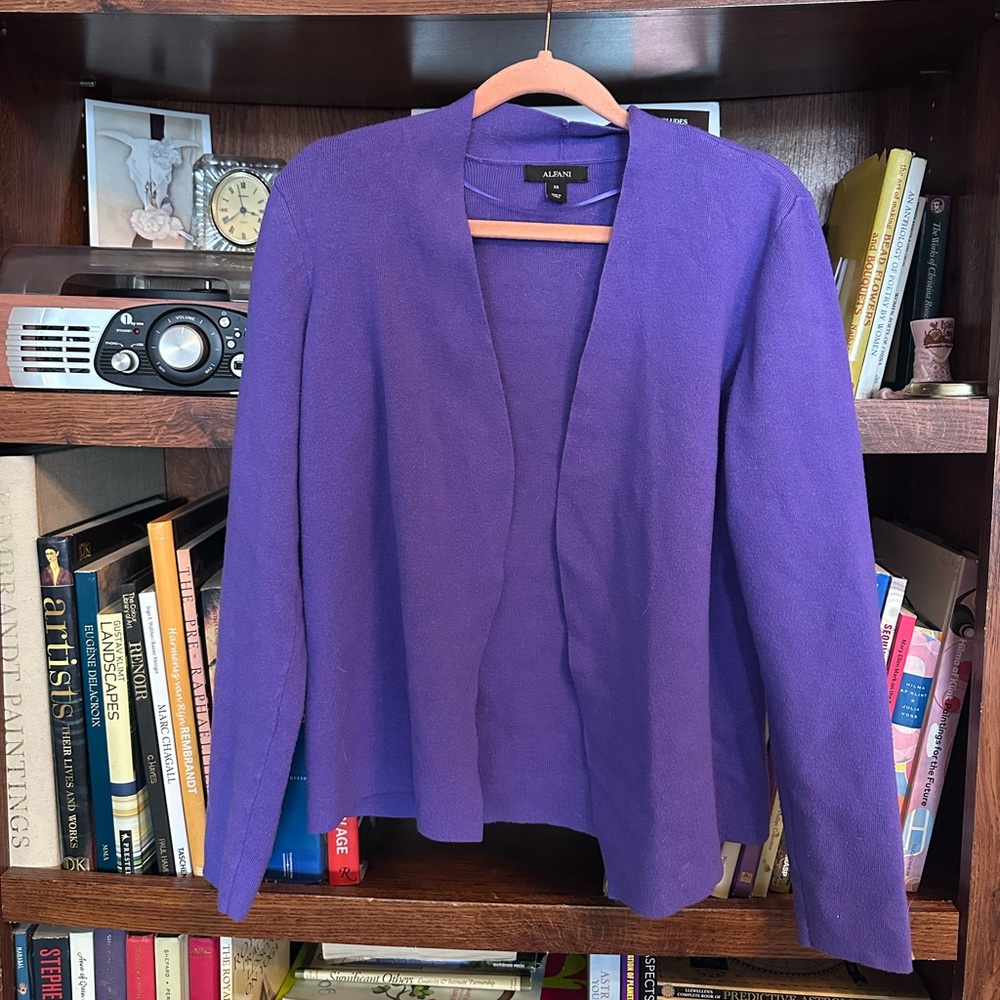 Alfani Women's Purple Open Front Cardigan